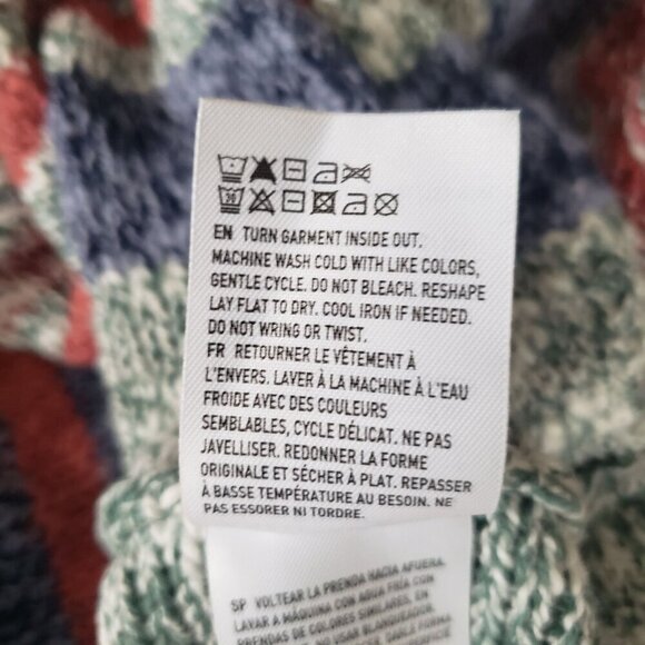 Colorful Cotton Knit Baja Beach Festival Oversized Boxy Crop Hoodie Sweater MED - Picture 8 of 13